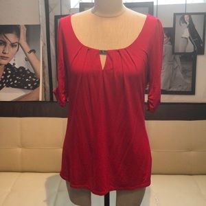 New WHBM Casual Red Neck detail Top Lined Small